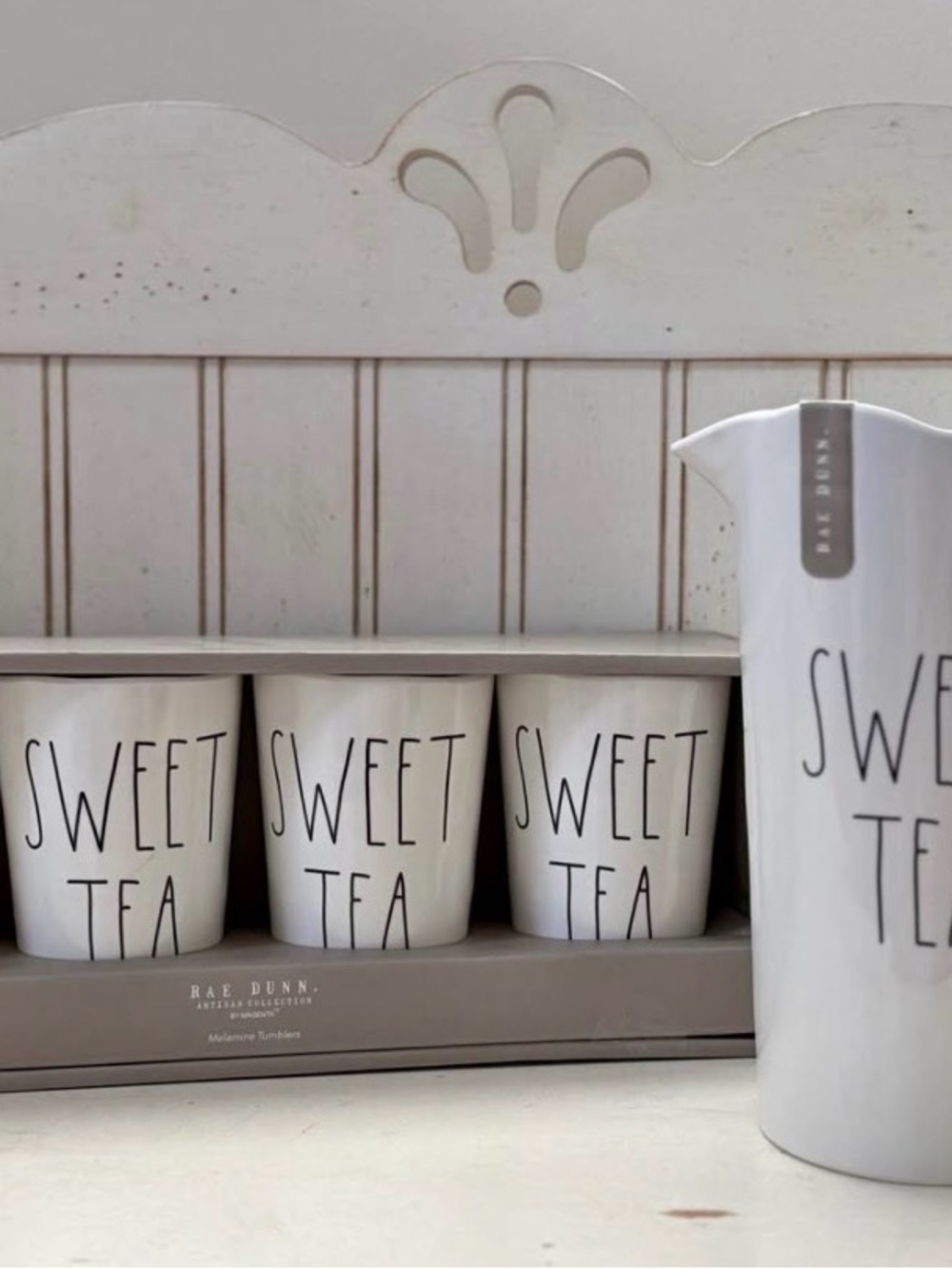 Rae Dunn Sweet Tea White Pitcher and Cups Set